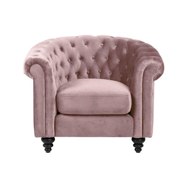 Poltrona in velluto rosa Charlietown - Actona