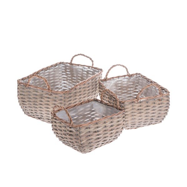 Set di 3 vasi oblunghi grigi in vimini - Dakls