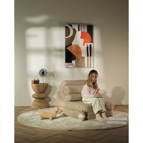 Poltrona per bambini marrone chiaro con rivestimento in bouclé Flipster – Wigiwama-image-3