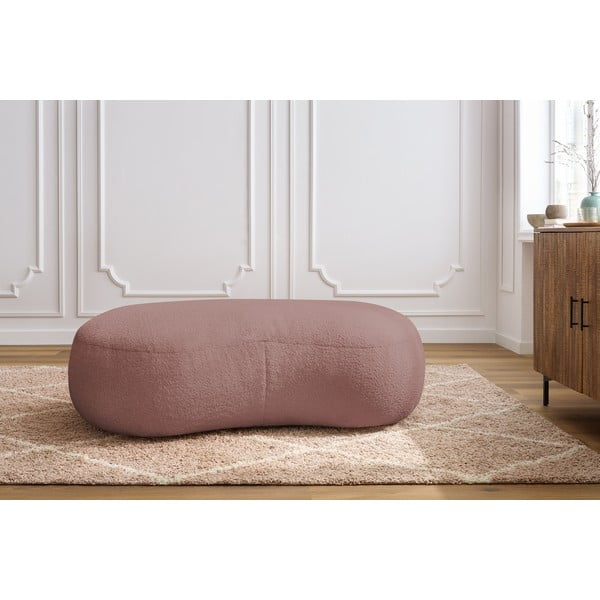 Pouf in tessuto bouclé rosa Saint-Germain - Bobochic Paris-image-1