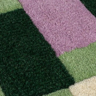 Tappeto in lana tessuta verde e viola 160x230 cm Kai Wool Border - Flair Rugs