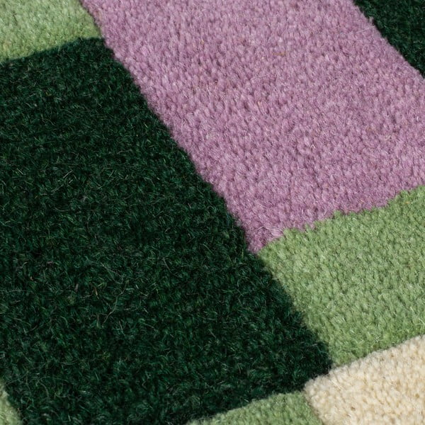 Tappeto verde in lana e viola tessuto a mano 200x290 cm Kai Wool Border - Flair Rugs-image-2