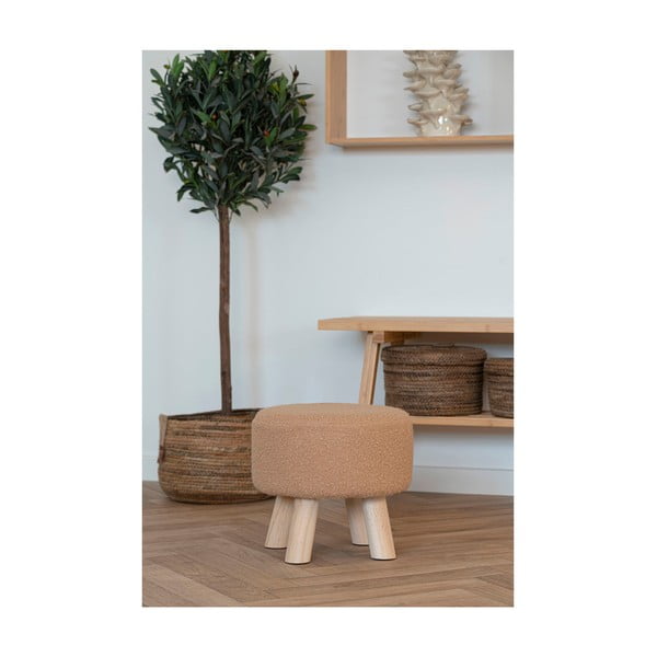 Pouf in tessuto bouclé beige Aberdeen - House Nordic-image-3