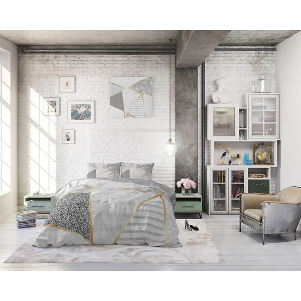 Biancheria da letto matrimoniale in cotone Graphic, 200 x 200/220 cm - Pure Cotton-image-4