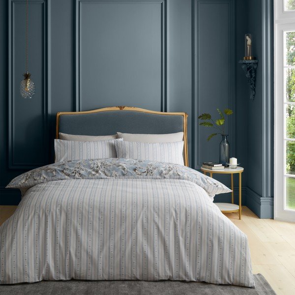 Biancheria da letto bianca/blu per letto singolo 135x200 cm Regal Floral – Catherine Lansfield-image-2