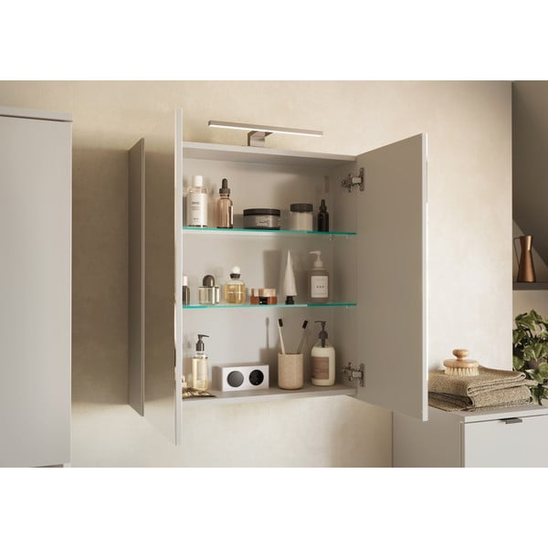 Mobile per bagno color crema da appendere e con specchio 60x71 cm Arcena – Germania-image-1