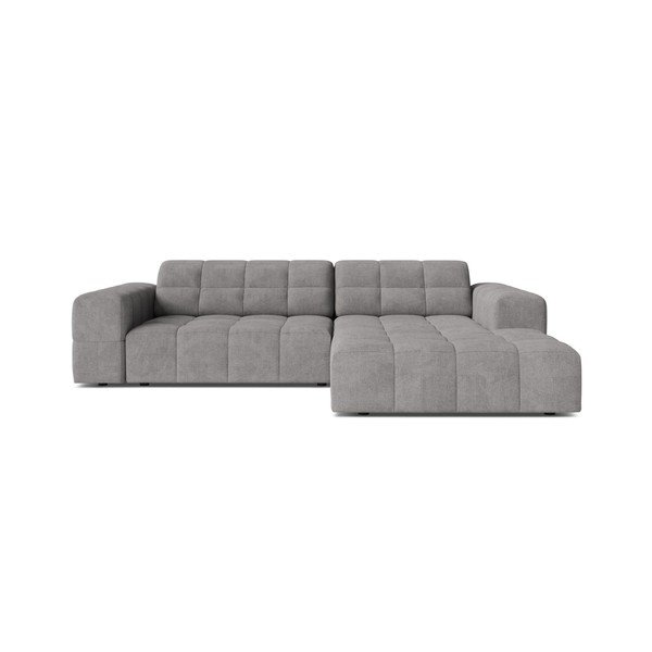 Divano angolare grigio (con penisola a destra/con chaise lounge) con rivestimento in ciniglia Chicago – Cosmopolitan Design