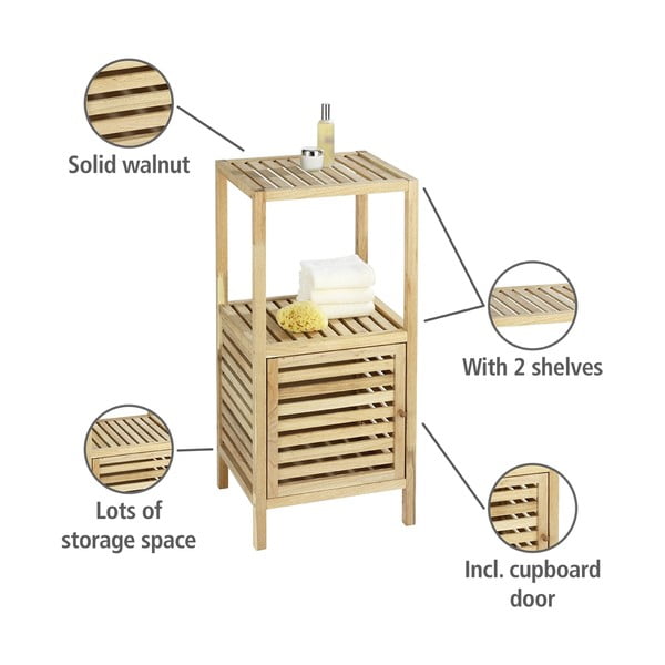 Scaffale basso da bagno color naturale in legno di noce 40x86 cm Norway - Wenko-image-2