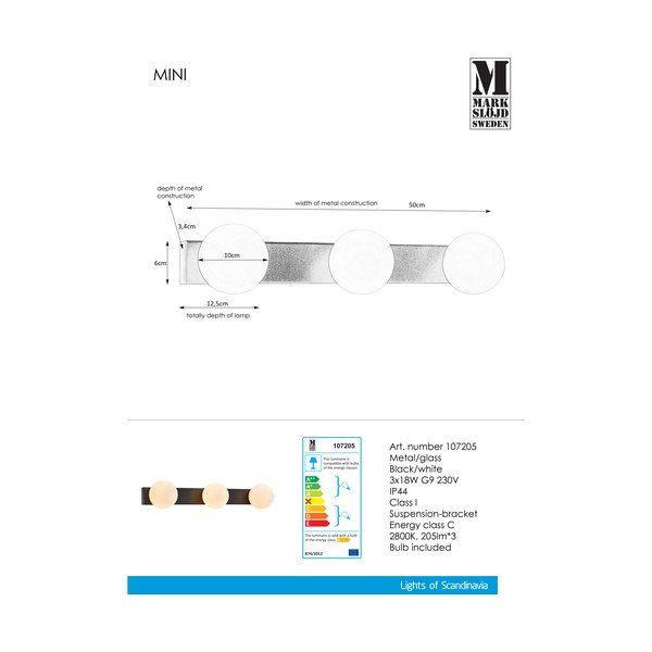 Lampada da parete nera Mini - Markslöjd-image-1