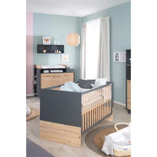 Culla in grigio scuro-naturale 70x140 cm Lenn - Roba-image-1