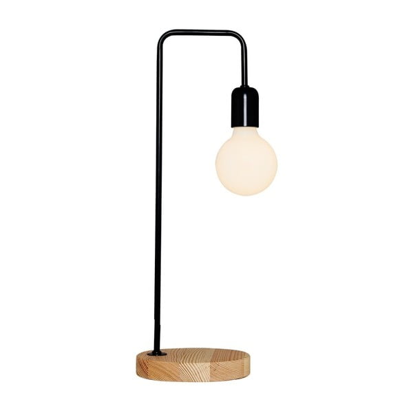 Lampada da tavolo nera con base in legno Valetta - Homemania Decor