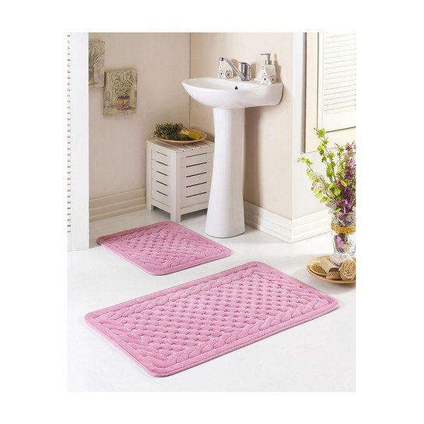 Set di 2 tappeti da bagno rosa Hasir - Unknown
