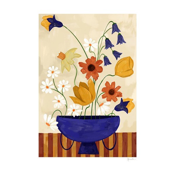 Poster 30x40 cm Colourful Bunch in Blue Vase – Frankie Penwill – The Poster Club