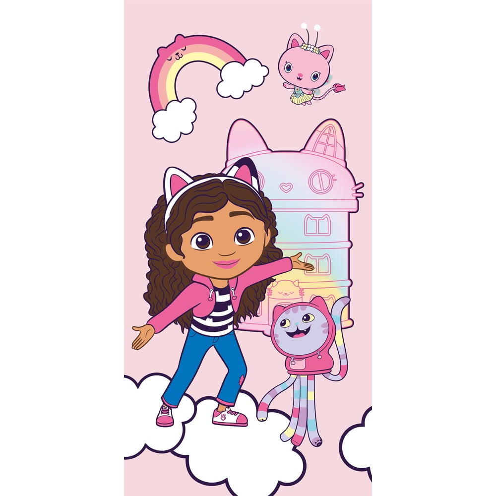 Asciugamano per bambini rosa in cotone 70x140 cm Gabby´s Dollhouse – Jerry Fabrics | Asciugamani per bambini
