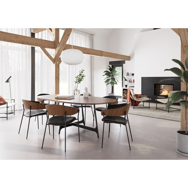 Sedia da pranzo nera/colore naturale scuro con braccioli Crib – DAN-FORM Denmark-image-1