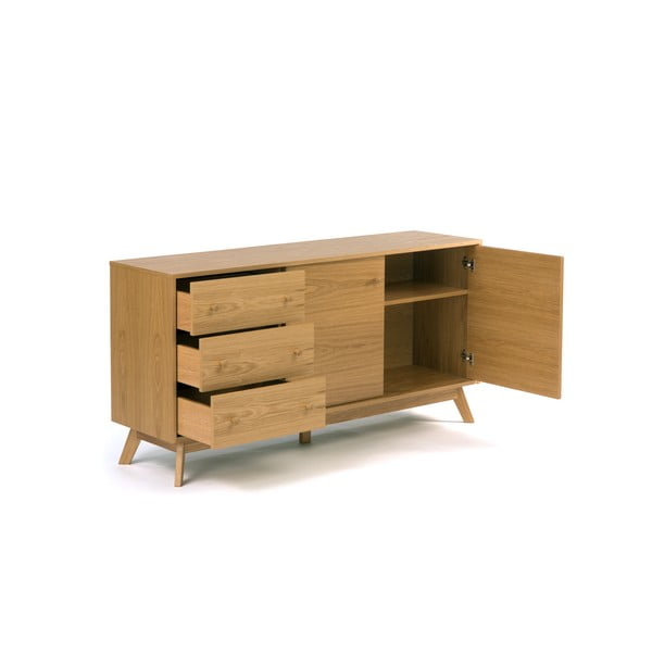 Cassettiera bassa in rovere decorato in colore naturale 149x75 cm Kensal - Woodman-image-3