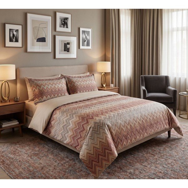 Set copripiumino e federa color terracotta per letto singolo 200x140 cm Margot  – Mijolnir-image-1