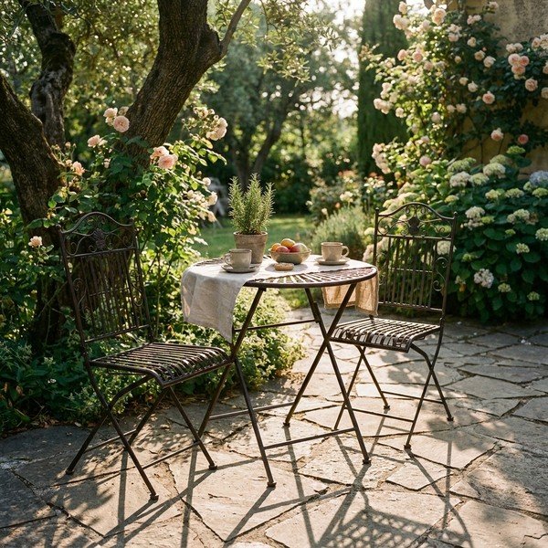 Set da pranzo da giardino in marrone scuro in metallo per 2 persone – Garden Pleasure-image-1