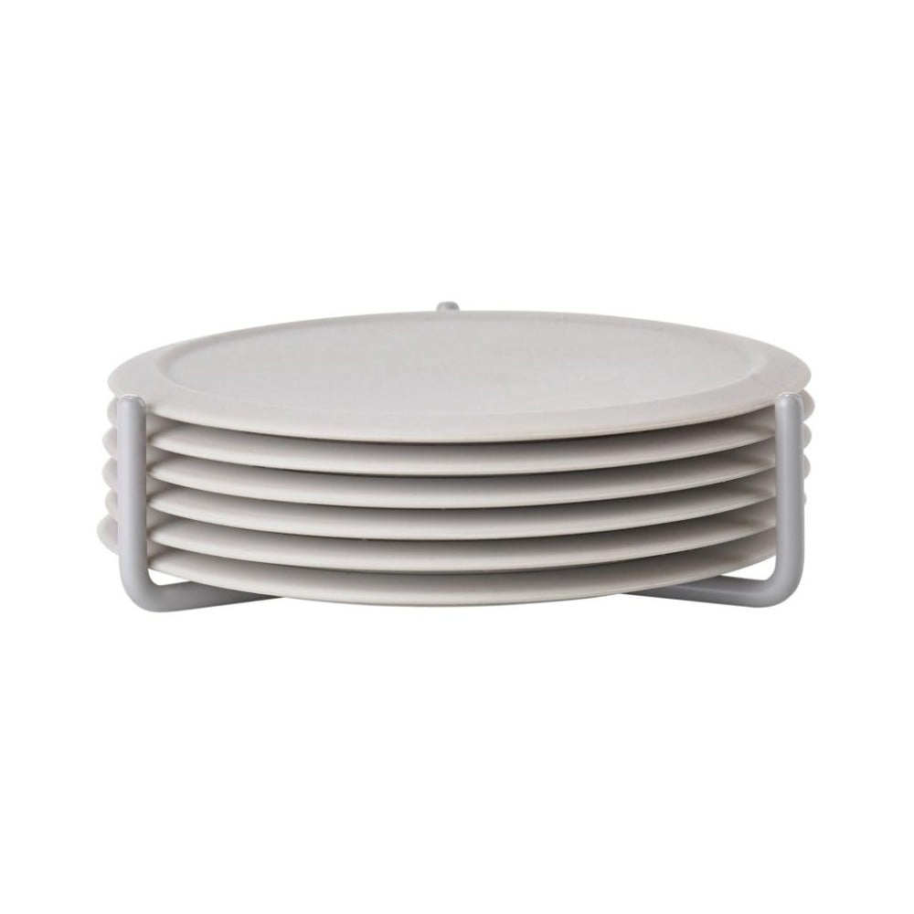 Sottobicchieri in silicone grigio chiaro in set da 6 con supporto Singles - Zone | Sottobicchieri
