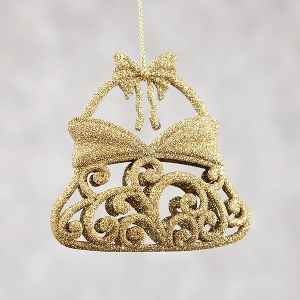 Set di 6 ornamenti natalizi in plastica color oro Bell - DecoKing
