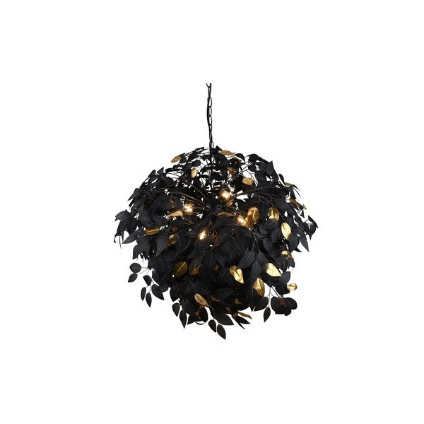 Lampadario nero in metallo con paralume in plastica ø 70 cm Leavy – Reality-image-3