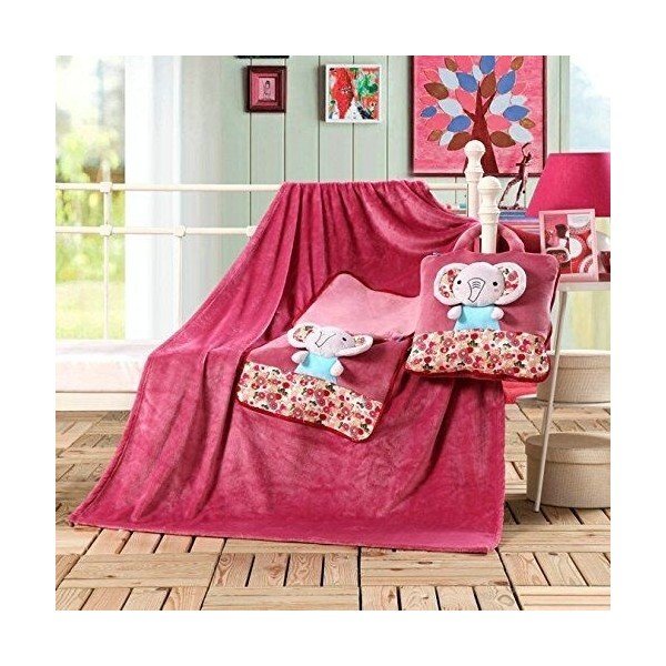 Coperta in microfibra fucsia Cuties Elephant, 110 x 160 cm - DecoKing