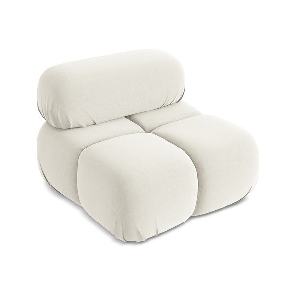 Parte divano componibile bianco con rivestimento in velluto Lokua – Makamii-image-2