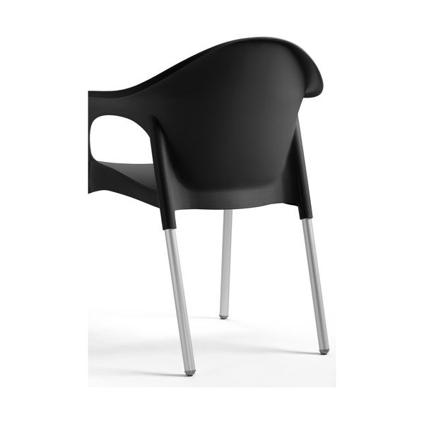 Sedia da giardino in plastica nera Lisa - Rojaplast-image-1