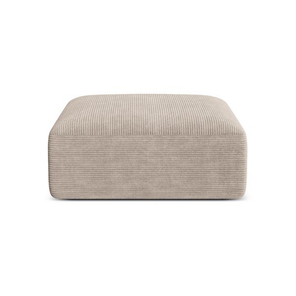 Poggiapiedi marrone chiaro con rivestimento in velluto a coste Campi – Cosmopolitan Design-image-1