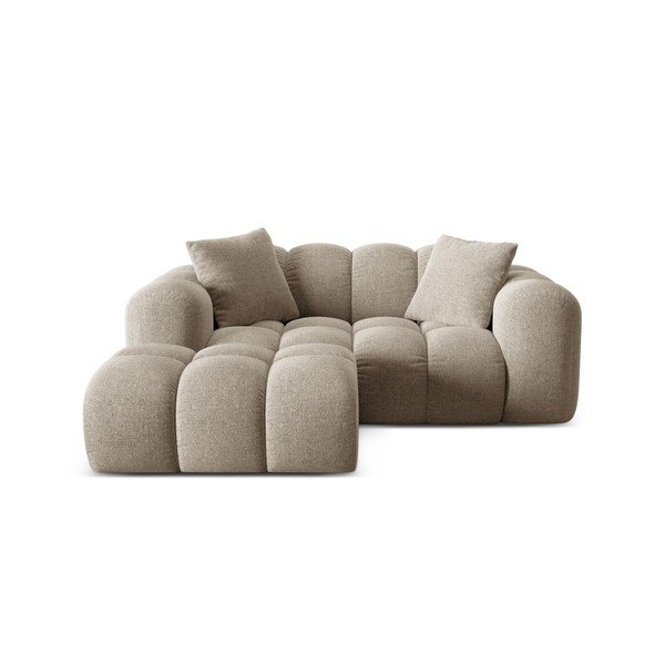 Divano angolare marrone chiaro (con penisola a sinistra/con chaise lounge) con rivestimento in ciniglia Treno – Cosmopolitan Design