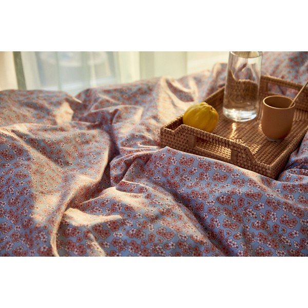 Lenzuolo matrimoniale in cotone sateen azzurro-rosa 200x220 cm Pleasantly - JUNA-image-4