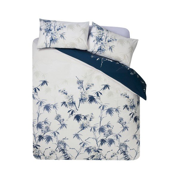 Set copripiumino e federa blu scuro/color crema per letto singolo 135x200 cm Kyoto Floral – Catherine Lansfield