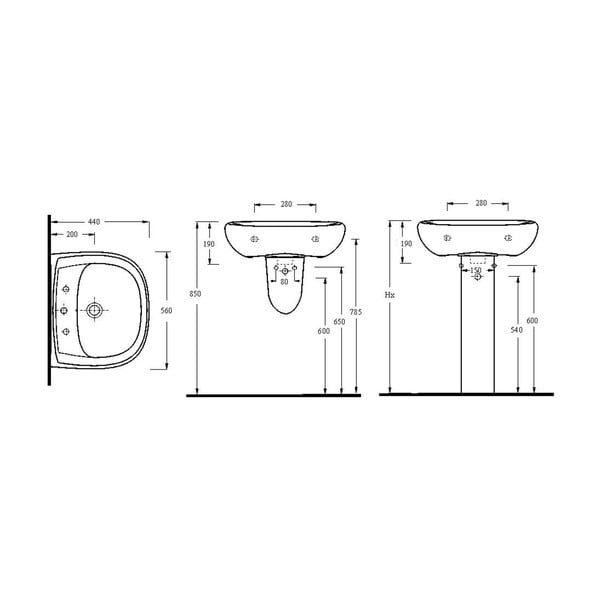 Lavabo bianco in ceramica 56x44 cm – Sapho-image-2