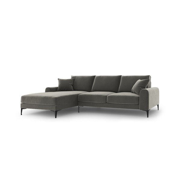 Divano angolare in velluto grigio chiaro, angolo sinistro Madara - Mazzini Sofas
