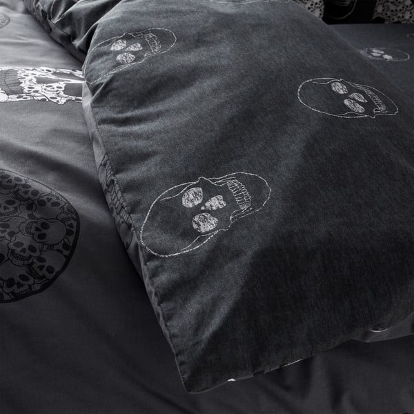 Set copripiumino e federa da bambini grigio scuro per letto singolo 135x200 cm Skulls – Catherine Lansfield-image-4