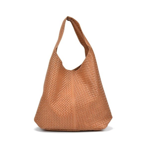 Koňakově hnědá kožená kabelka Mangotti Bags Barbara-image-3