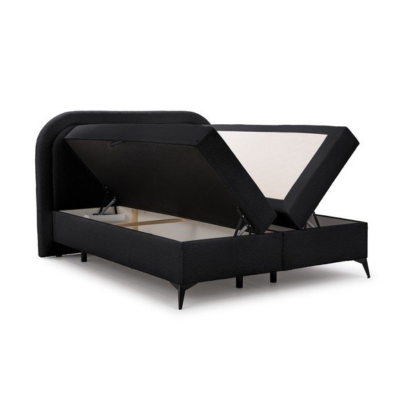 Letto boxspring nero con contenitore 180x200 cm Ornes – Ropez-image-3