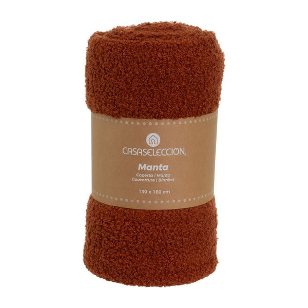 Coperta color mattone in sherpa 130x160 cm Sherpa Bouclé – Casa Selección-image-4
