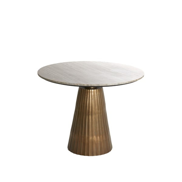 Tavolo da pranzo rotondo in bronzo e colore naturale con piano in marmo ø 100 cm Rianne - Light & Living-image-2