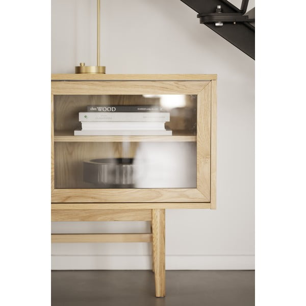 Vetrina in rovere con ante scorrevoli in colore naturale 170x75 cm Hazelton - Rowico-image-3