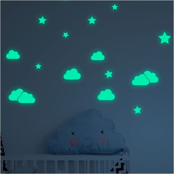 Set di adesivi murali illuminati per bambini Nuvole e stelle - Ambiance