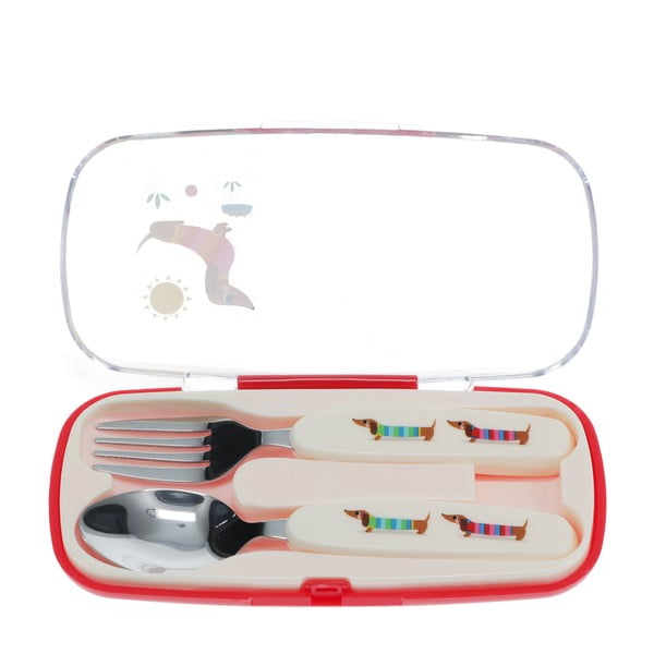 Posate per bambini in acciaio inox 2 pz Sausage Dog – Rex London-image-2