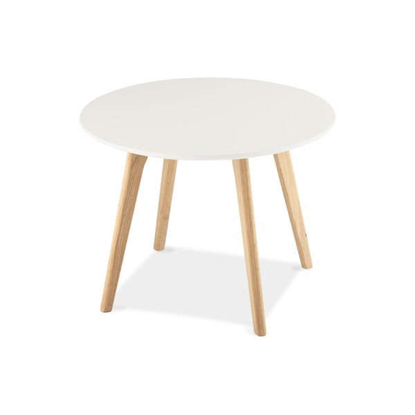 Bílý konferenční stolek s nohami z dubového dřeva Furnhouse Life, Ø 60 cm