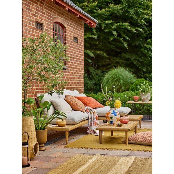Set di mobili da giardino beige in acacia massiccia per 3 persone Cesano – Bloomingville-image-1