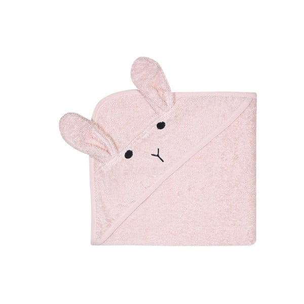 Asciugamano per neonato in cotone rosa con cappuccio 76x76 cm - Kindsgut