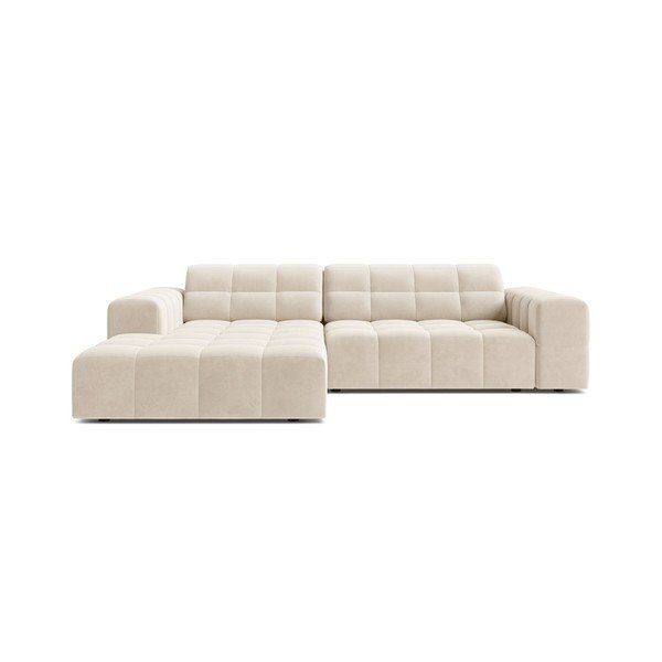 Divano angolare color crema (con penisola a sinistra/con chaise lounge) con rivestimento in velluto Chicago – Cosmopolitan Design