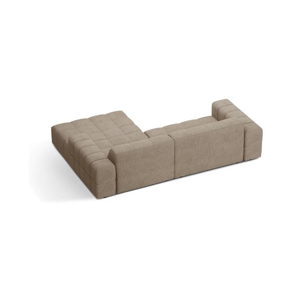 Divano angolare beige (con penisola a destra/con chaise lounge) con rivestimento in ciniglia Chicago – Cosmopolitan Design-image-2