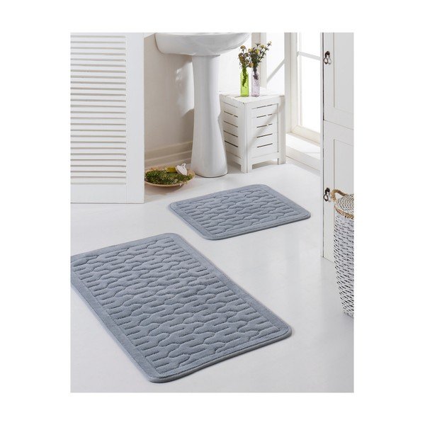 Set di 2 tappetini da bagno grigi Matis - Unknown