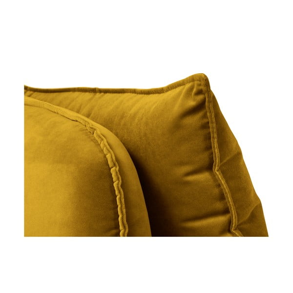 Poltrona lounge in velluto giallo con gambe nere, angolo sinistro Lento - Kooko Home-image-3