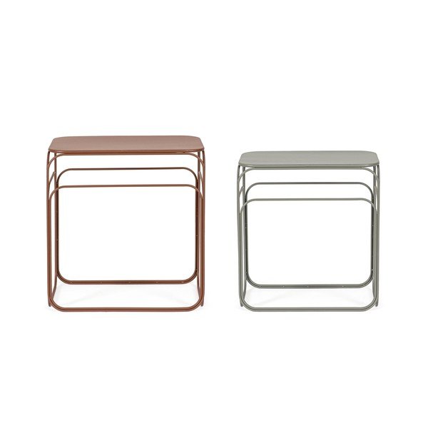 Set di tavoli consolle grigi/color terracotta in metallo 2 pz 36x56 cm Clarity – Bizzotto-image-3